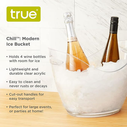 True Chill Wine Ice Bucket, 2 Gallons (7.6 Liters) Clear Champagne Bucket, Acrylic Bucket Party Ice Bucket for Wine Bottles Beer, Home and Outdoor Bar