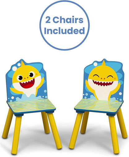 Delta Children Kids Table Storage (2 Chairs Included) -Ideal for Arts & Crafts, Snack Time, Homeschooling, Homework & More, Baby Shark, 3 Piece Set