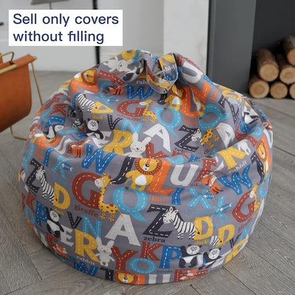 YuppieLife Kids Animal Storage Bean Bag Cover (No Filling) Extra Large stuff'n Sit|Toy Organizer|Carrying Handle|Available for Kids and Teenager|Cuddle Chair（27“,Letter）