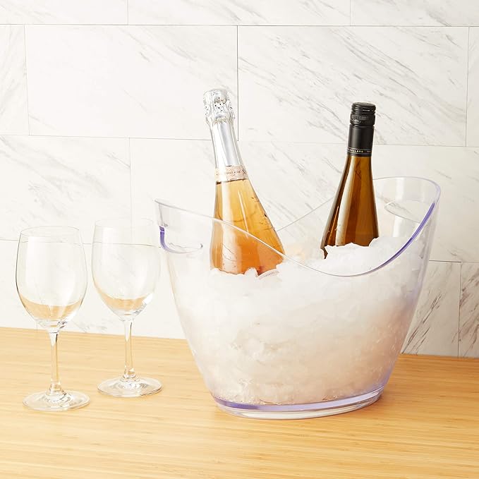 True Chill Wine Ice Bucket, 2 Gallons (7.6 Liters) Clear Champagne Bucket, Acrylic Bucket Party Ice Bucket for Wine Bottles Beer, Home and Outdoor Bar