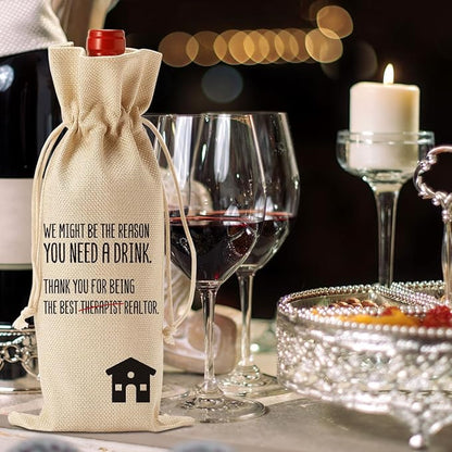 YUANHAO Realtor Wine Bag Thank You Gifts for Realtor Appreciation Gifts for Realtor Real Estate Agent Wine Bag Gifts for Realtors at Closing