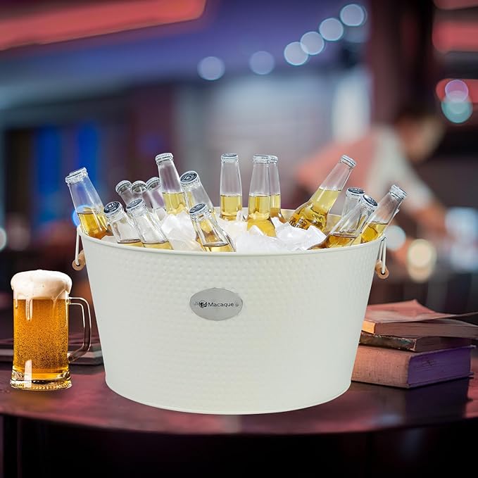 20/37 Quart Large Ice Bucket, Party Ice Bucket, Cocktail Bar Ice Bucket, Beverage Ice Bucket, Home And Kitchen Beer Ice Bucket (White-2)