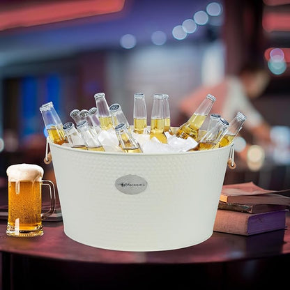 20/37 Quart Large Ice Bucket, Party Ice Bucket, Cocktail Bar Ice Bucket, Beverage Ice Bucket, Home And Kitchen Beer Ice Bucket (White-2)