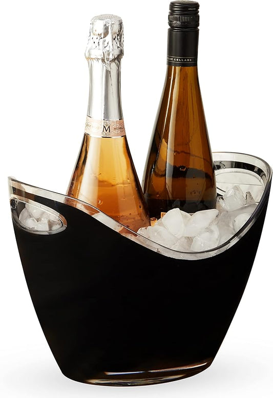 True Modern Wine & Champagne Bucket Black Ice Beverage Tub Indoor & Outdoor Home Kitchen Drink Bucket, Party Tubs for Drinks, 2 Bottles Capacity, Champagne & Wine Chiller Bucket