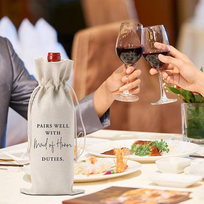 YUANHAO Maid of Honor Wine Bag, Maid of Honor Proposal Gifts, Maid of Honor Gifts Wine Bag, Pairs Well with Maid of Honor Duties Wine Bag