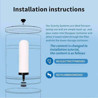 2 Pack 7'' ceramic water filter Candle,7 inch water filter replacement filters with Activated Carbon for Countertop Gravity Water Filter System,Water Cooler Filtration Systems.