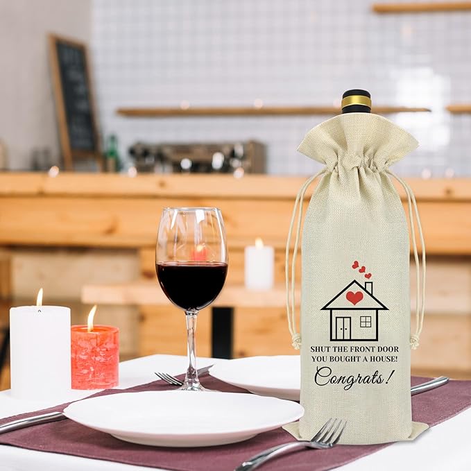 New Home Gift House Warming Gift for Friends Wine Bag Funny Housewarming Gifts New Home Gifts for Home New Home Owners Gift for Couple Wine Bottles Gift Bag First Home Gift Congrats Gift for Coworker