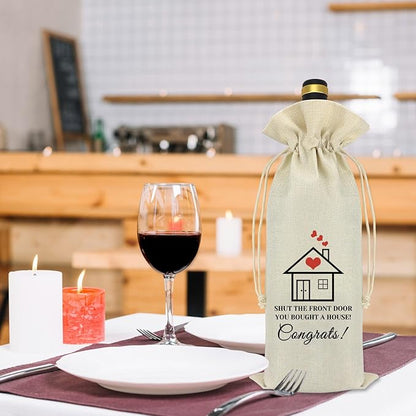 New Home Gift House Warming Gift for Friends Wine Bag Funny Housewarming Gifts New Home Gifts for Home New Home Owners Gift for Couple Wine Bottles Gift Bag First Home Gift Congrats Gift for Coworker