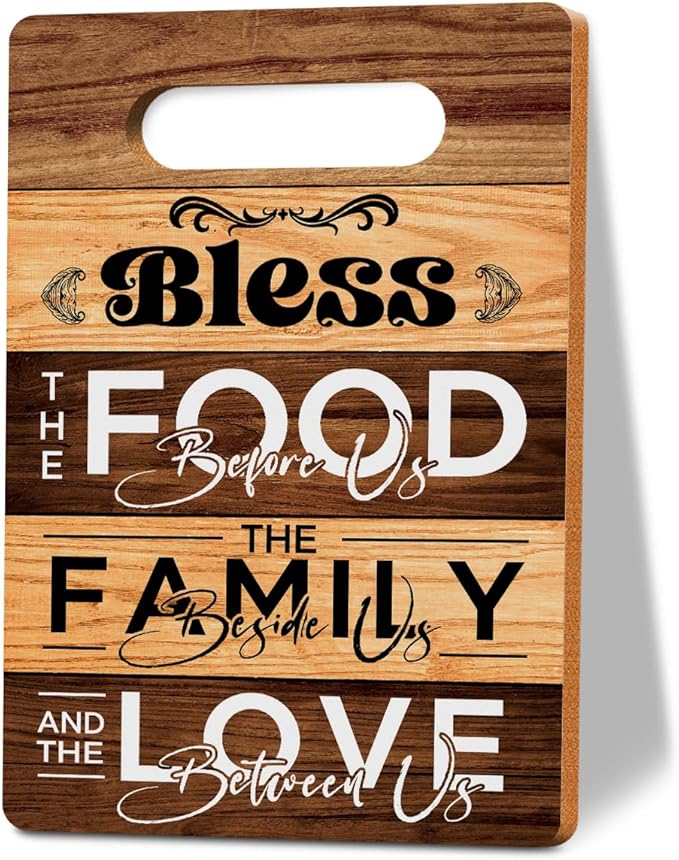 Bless The Food Before Us Cutting Board Gifts, Christian Religious Gifts for Women, House Warming Gifts New Home, Kitchen Wall Art, Christmas Birthday Gifts for Women Mom 8 x 12 Inch