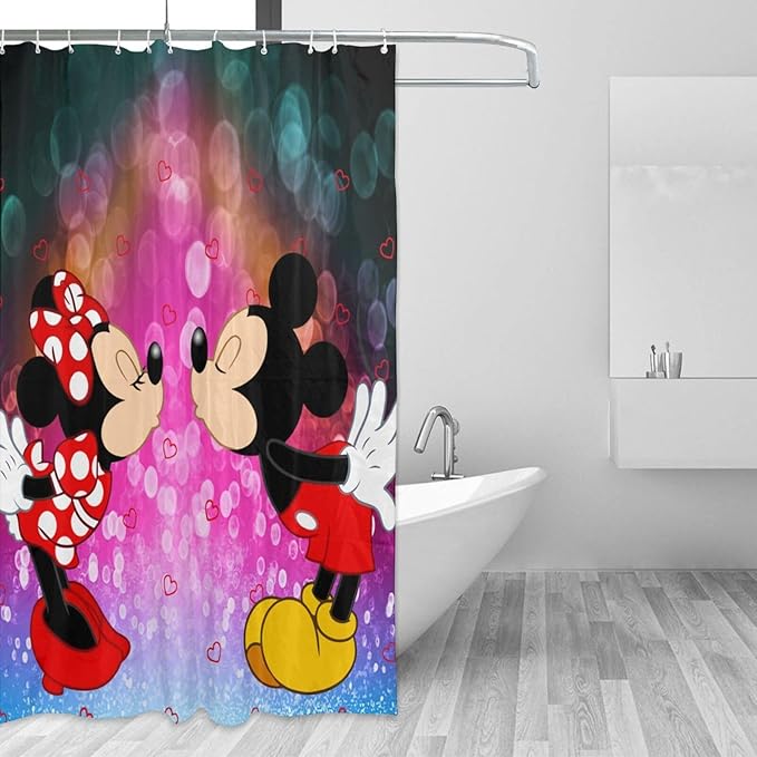 Cute Cartoon Mouse Shower Curtain Bath Curtain Sets Anime Home Decor Gift 72x72 Inch Accessories Great for Showers Bathtubs