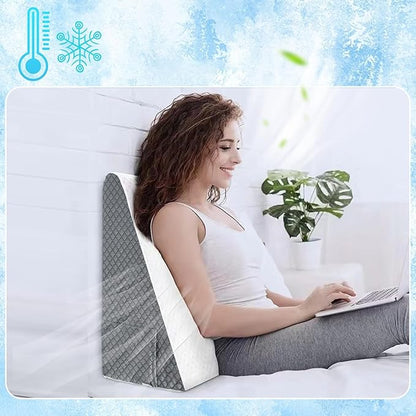 12" Wedge Pillow for Sleeping with Memory Foam Top,Triangle Elevated Wedge Pillow for After Surgery 、Acid Reflux Gerd 、Snoring、Back Pain, Removable Machine Wash Cover | Memory Foam Top Wedge Pillow