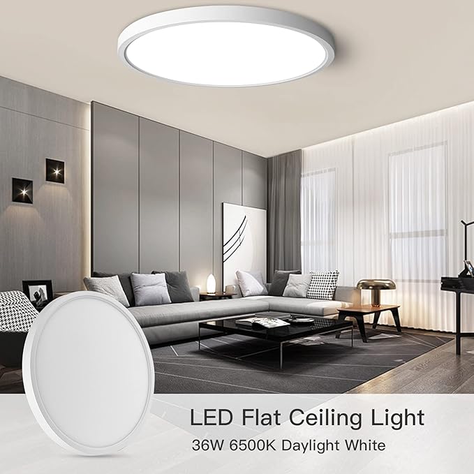 TALOYA Flush Mount Ceiling Light, Round 36W 15.8 inch Daylight Modern Ceiling Light, LED Light Fixtures Ceiling Mount, Close to Ceiling Lights for Bedroom, Kitchen, Laundry Room, Living Room