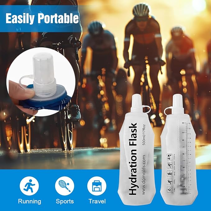 150ML Soft Flask, Running Water Bottle Foldable TPU Hydration Flask for Running Hydration Pack Cycling Hiking Marathon, Clear