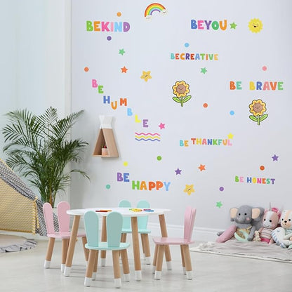 176pcs Colorful Inspirational Wall Decals, Motivational Sticker, Removable Wall Art Stickers for Kid Bedroom, School, Classroom, Playroom, Kindergarten