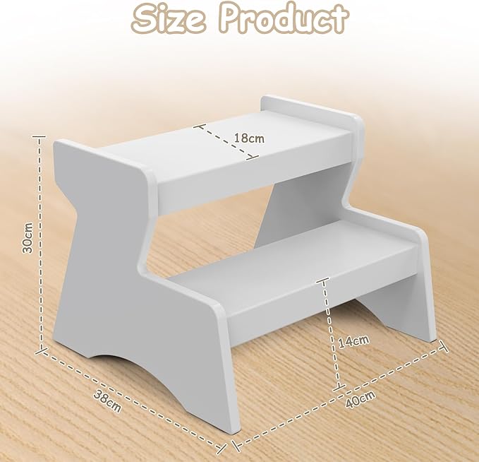 Toddler Step Stool, 2 Step Stool for Kids Bathroom, White Toddler Step Stool for Toilet Potty Training, Child Stepping Stool for Kitchen Bedroom