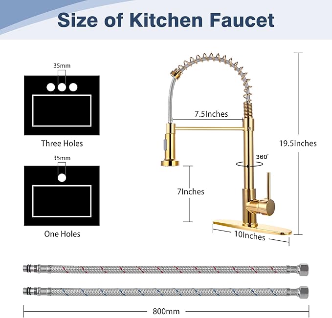 Utility Single Hole Kitchen Faucet with Pull Down Spray, Polished Gold