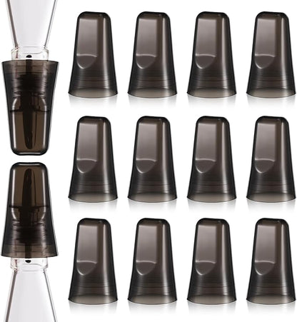 12 Pieces Chengu Pour Spout Covers Translucent Liquor Pourer Covers Universal Bottle Pour Dispenser Liquor Bottle Covers Liquor Bottle Covers Bottle Cover Dust for Home Kitchen Supplies (Black)