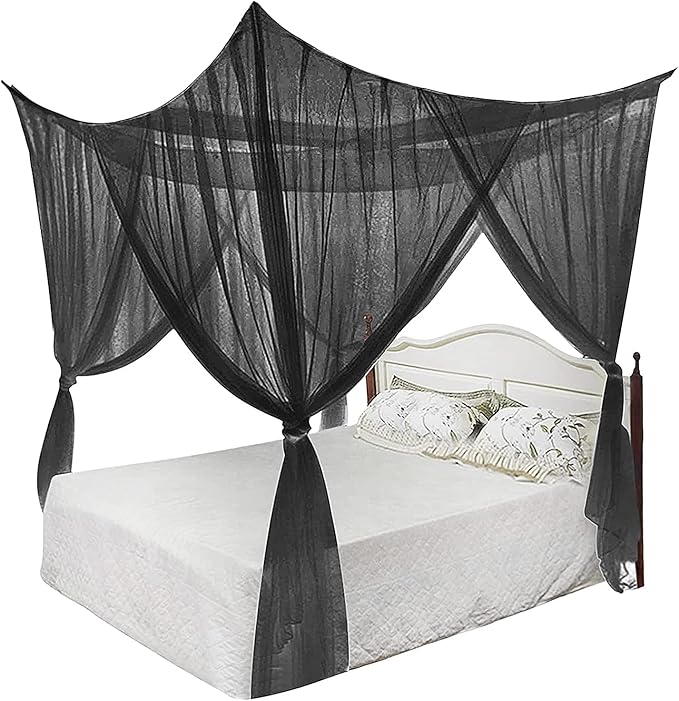 Minimalist Four Corner Mosquito Net Post Bed Curtain Canopy Hanging Kit Romantic Home Bedroom Decoration Princess Curtains for Tent Kids Rooms Baby Bassinet Outdoor Court Landing Garden Camping