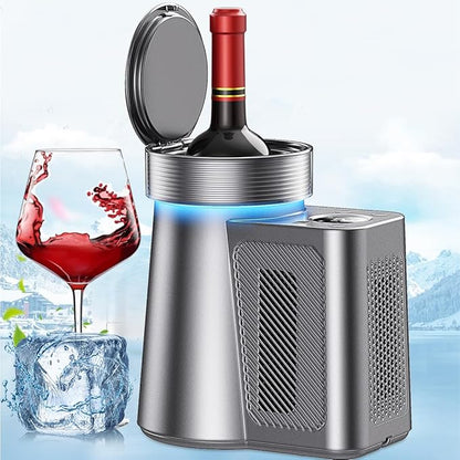 Electric Wine Cooler, Wine Chiller for 750ml Wine and Champagne Bottles, Single Bottle Wine Cooler Keep Cold, Portable Wine Bottle Chiller with Power Cord for Home and Car, Gift for Wine Lover