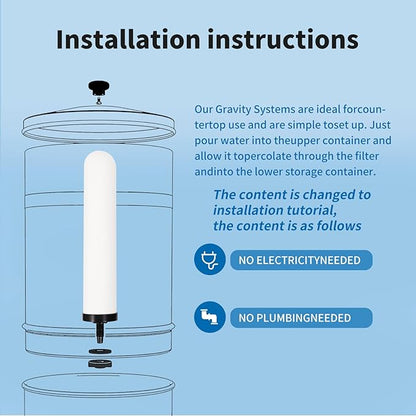 10" Gravity Drinking Water Ceramic Replacement Candle Element Filter with Activated Carbon, 10-Inch Gravity Water Replacement Filter for Basic Purification Gravity Water Filter -4 PACK