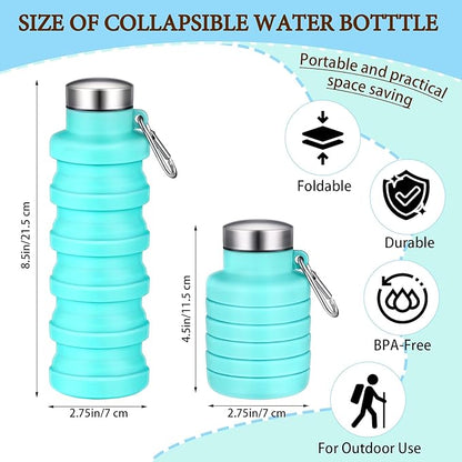 17oz Collapsible Water Bottles for Travel 500ml Reusable Foldable Silicone Water Bottle with Portable Buckle Silicone for Camping Hiking Sport