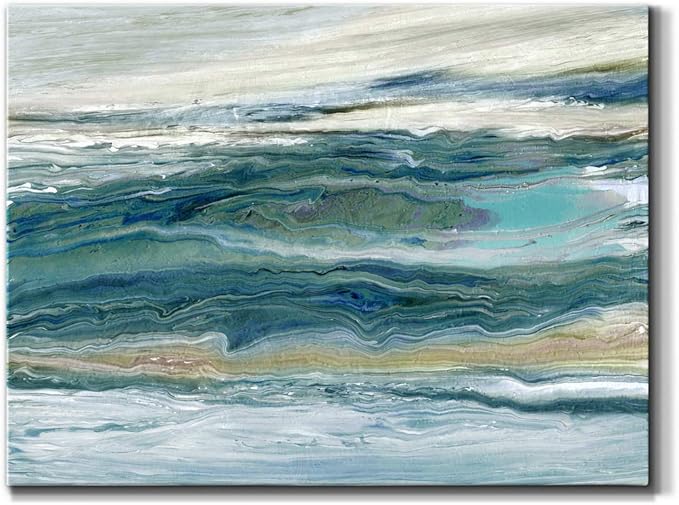 Renditions Gallery Canvas Nature Wall Art Home Paintings & Prints Blue Rough Aqua Marble Modern Watercolor Abstract Minimalist Artwork Decor for Bedroom Office Kitchen - 18"x27" LT33