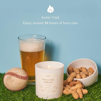 NYC Inspired Scented Candle: Beers at The Ballpark - Citrus & Hops Scent, 9oz, 50 Hour Burn, Vegan Soy & Coconut Blend Candle for Home Decor, Gift for Women & Men