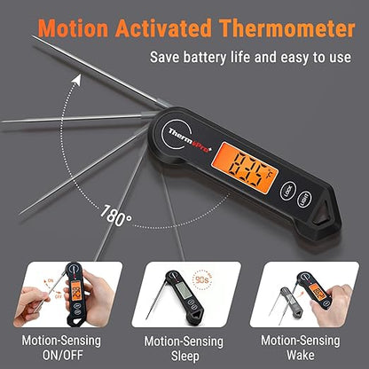 ThermoPro TP19H Waterproof Digital Meat Thermometer for Grilling with Ambidextrous Backlit and Motion Sensing Kitchen Cooking Food Thermometer for BBQ Grill Smoker Oil Fry Candy Thermometer