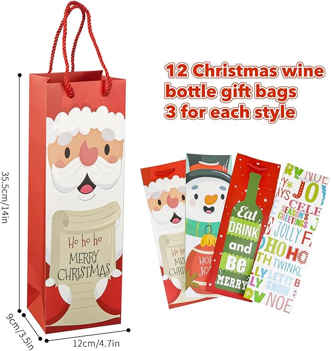 12pc, Christmas Decoration Supplies Cartoon Old Man Paper Bag Red Wine Bag Wine Bottle Bag Restaurant Hotel Dining Table Decoration Supplies