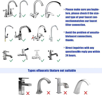 2pcs Sink Faucet Water Filter, 360° Rotating Tap Filter Bathroom Faucet Water Purifier Faucet Mounted Sink Filter Removes Chlorine Fluoride Hard Water Heavy Metals for Home Kitchen