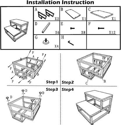 Wooden Step Stool Bed Steps for High Beds for Adults Kids, 2 Step Bedside Step Stools Non-Slip Heavy Duty Stepping Stools with 500-LBS Capacity for Kitchen Bathroom Hot Tub RV, Rustic Brown