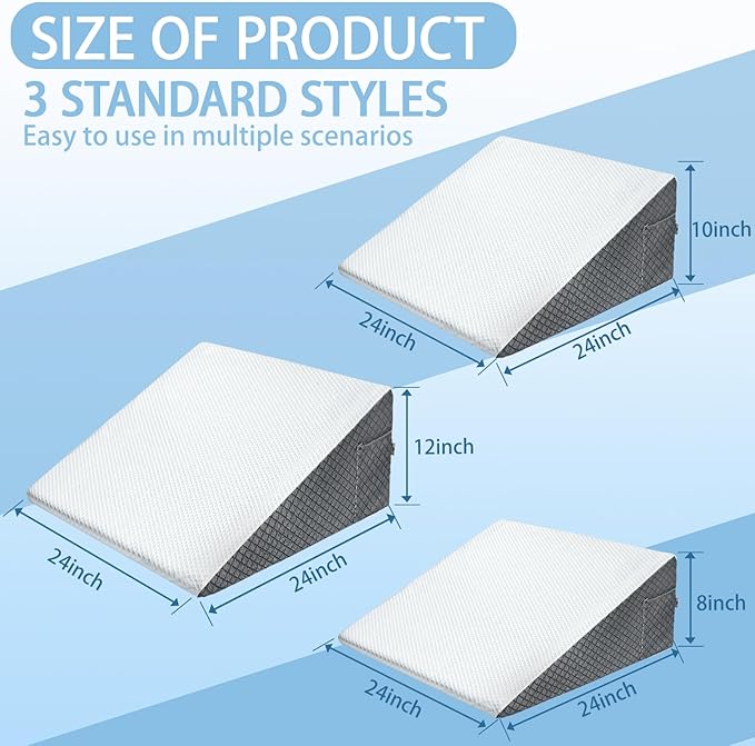 12" Wedge Pillow for Sleeping with Memory Foam Top,Triangle Elevated Wedge Pillow for After Surgery 、Acid Reflux Gerd 、Snoring、Back Pain, Removable Machine Wash Cover | Memory Foam Top Wedge Pillow