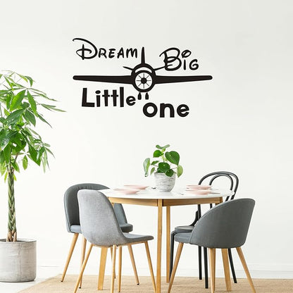 Airplane Wall Sticker, Dream Big Little One Inspirational Quote Wall Decor Stickers Removable DIY Aircraft Wall Decal for Living Room Bedroom Home Decor, Gift Wallpaper Mural for Boys, Girls, Kids