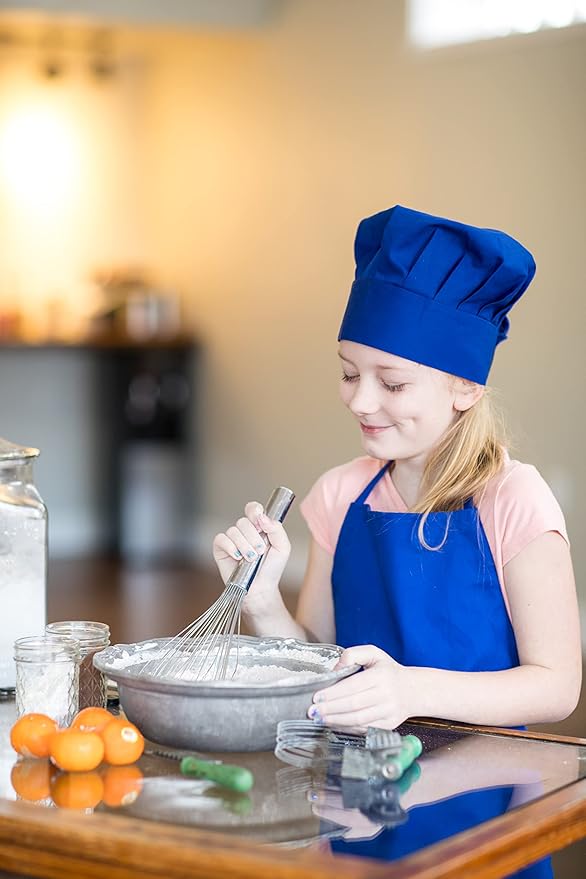 Tessa's Kitchen Club - Chef Hat and Apron Set for Kids, Real Cooking and Baking Wear Kit for Young Chefs in Training