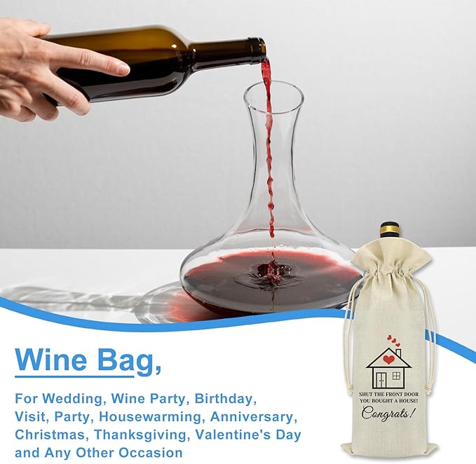 New Home Gift House Warming Gift for Friends Wine Bag Funny Housewarming Gifts New Home Gifts for Home New Home Owners Gift for Couple Wine Bottles Gift Bag First Home Gift Congrats Gift for Coworker