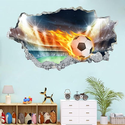 Sports Wall Stickers, Soccer Wall Stickers, 3D Soccer Wall Decal for Living Room, Bedroom, Kids Room, Home Decoration (T0415)