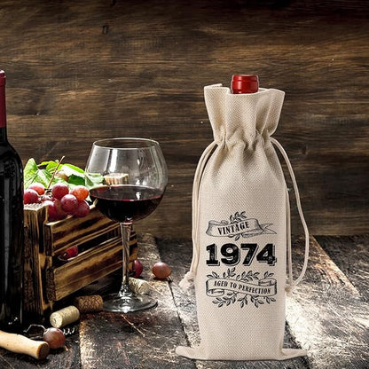 YUANHAO 50th Birthday Wine Bag, 50th Birthday Gifts Her Him, 50th Birthday Decorations, Best Vintage 1974 Year Old Gifts Wine Bag