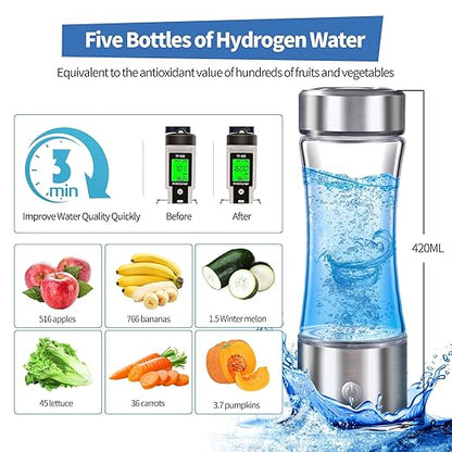 Pansonite Hydrogen Water Bottle - Portable Hydrogen Water Bottle Generator with SPE PEM Tech Ionizer, 3-Minute Quick Electrolysis, Perfect for Home, Office, Travel & Fitness - Ideal Gift Choice