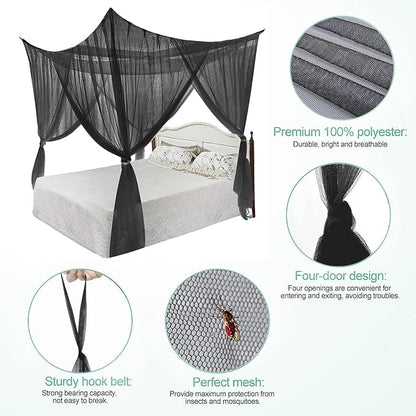 Minimalist Four Corner Mosquito Net Post Bed Curtain Canopy Hanging Kit Romantic Home Bedroom Decoration Princess Curtains for Tent Kids Rooms Baby Bassinet Outdoor Court Landing Garden Camping