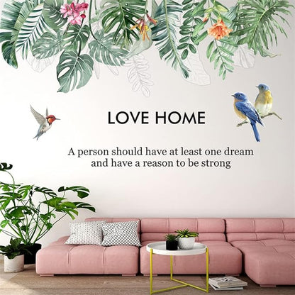 Palm Leaf Wall Stickers Hanging Vines Green Plants Wall Stickers, Removable Peel and Stick for Kitchen Living Room Bedro om Home Decoration