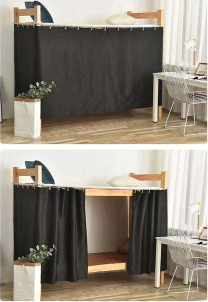 Dorm Home Solid Thicken Bunk Blackout Bed Curtains Cloth Bed Canopy Students Single Sleeper (Black, 2 Panels)