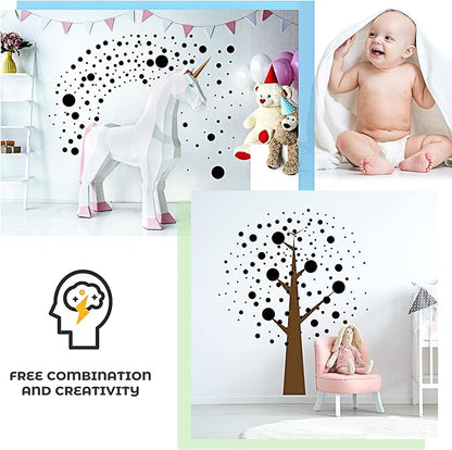 Zonon 264 Pieces Polka Dots Sticker Circle Wall Decal for Bedroom, Playroom Decor Removable Vinyl Stickers Dots Wall Decals(Black)