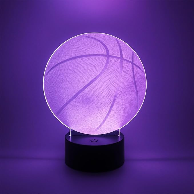 3D Optical Illusion Night Light Bedroom Home Office Decoration 7 Colors Changing Touch Control Birthday Christmas Gifts (Basketball Shape)