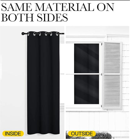 NICETOWN Halloween Patio Blackout Curtain Shades, 2 Panels, 55 inches x 102 inches, Black, Summer Home Decoration Thermal Insulated Grommet Blackout Draperies/Drapes for Kitchen