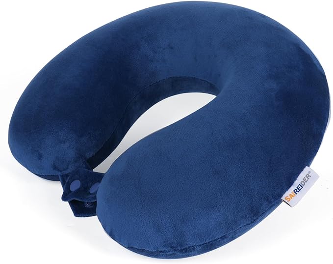 SAIREIDER Neck Pillows for Travel-Head Neck Support Travel Pillow for Traveling, Car, Home, Office Adjustable(Navy Blue)