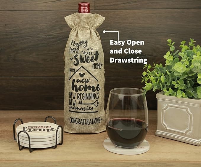 PANCHH Wine Bag for Wine Bottle Housewarming Gifts Present for Women, Cute Housewarming Party Gift Idea for New Home House -Perfect Realtor House Warming Closing Gift for Client or New Home Owner