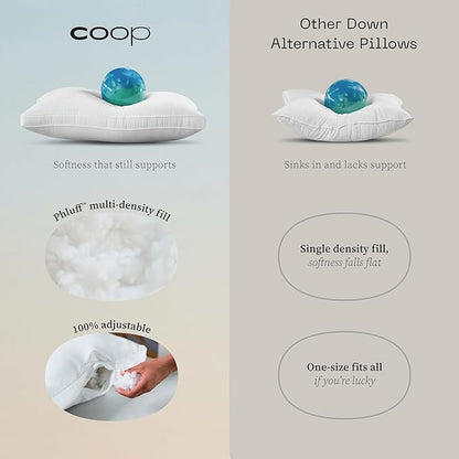 Coop Home Goods The Essence Down Alternative Pillow Queen Size Set of 2, Best Pillows for Sleeping, Adjustable Alternative to Down Pillows, Luxury Hotel Pillows for Back, Stomach or Side Sleepers