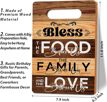 Bless The Food Before Us Cutting Board Gifts, Christian Religious Gifts for Women, House Warming Gifts New Home, Kitchen Wall Art, Christmas Birthday Gifts for Women Mom 8 x 12 Inch