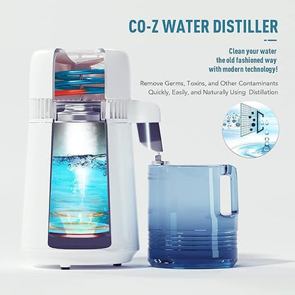 CO-Z Distilled Water Maker, 1 Gallon Water Distiller, 4L Home Countertop Water Distiller Machine, Table Desktop Water Distill Distilling Purifier Purification Filter, Home Pure Clean Water Device