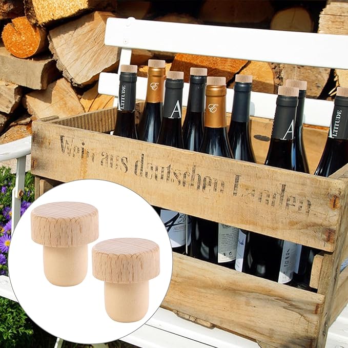 Prasacco 12 Pieces Wine Bottle Corks, T-Shape Wine Cork Stoppers Wooden Wine Stoppers for Wine Bottles Reusable Wine Corks Sealing Plug Bottle Stopper for Beer Wine Bottles DIY Craft Homemade